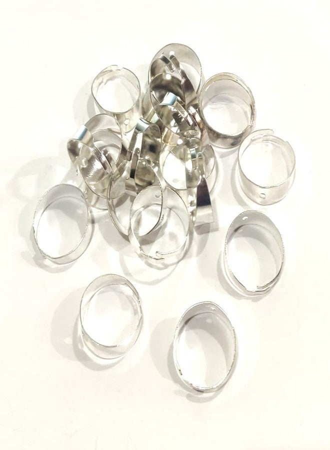 Excellentcrafts Adjustable Metal Finger Ring Bases for Jewelry Making Supplies Findings (Pack of 10) (Silver) - Image 1